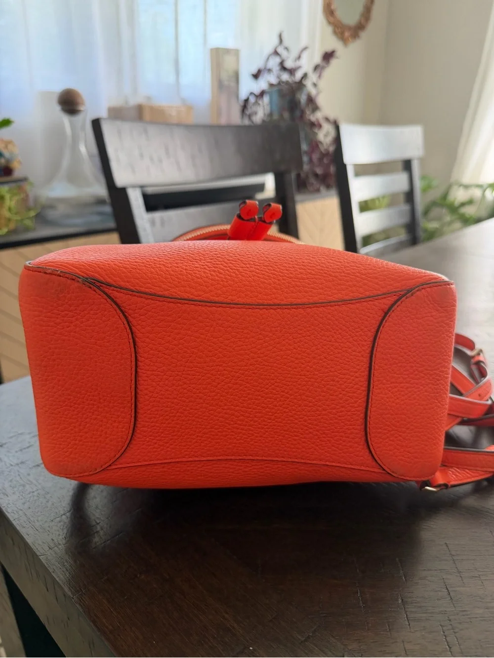 kate spade orange pebbled leather backpack with flap
